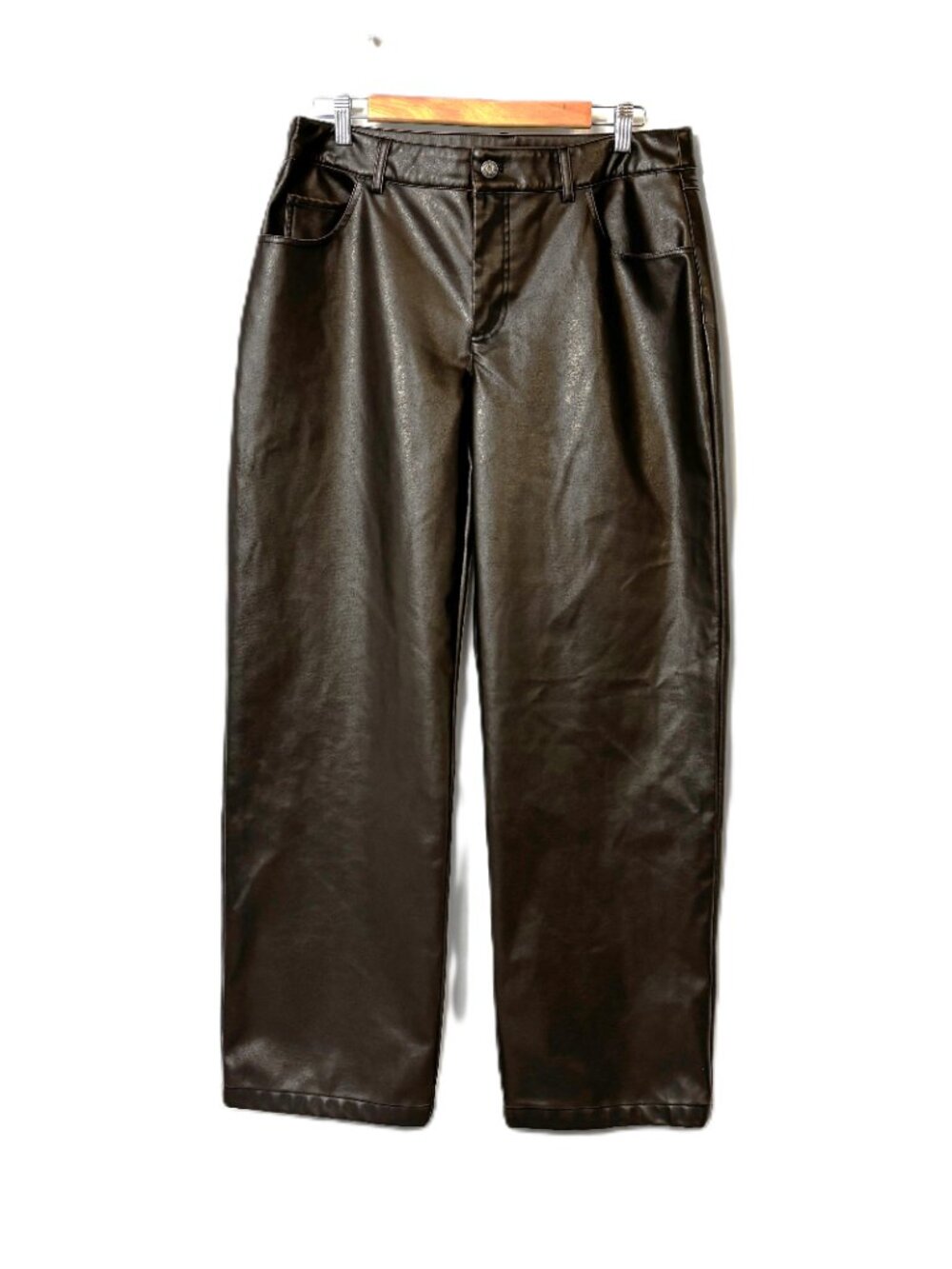 Wild Fable Dark Chocolate Brown Faux leather Straight Leg Pants NWOT